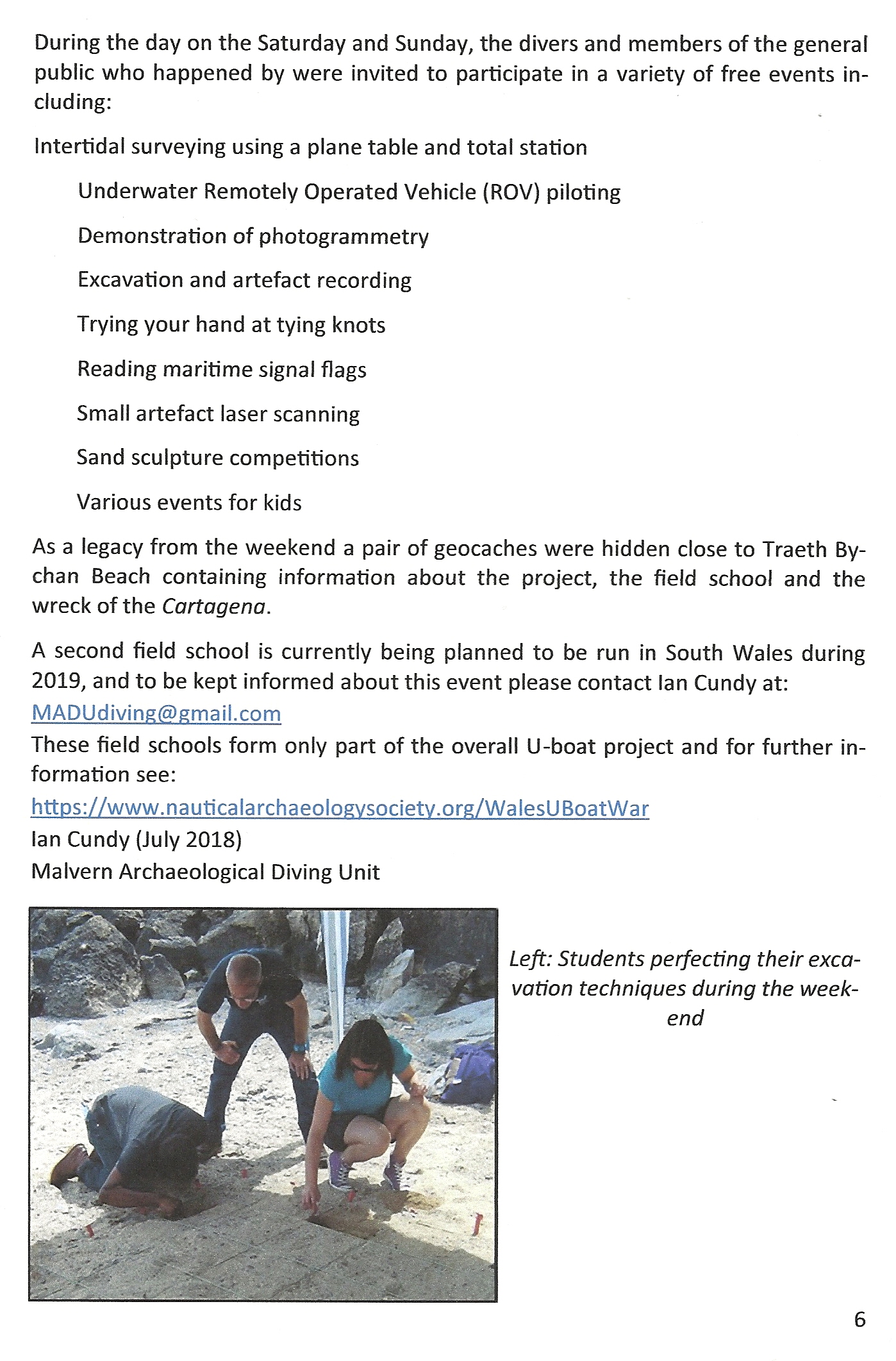 Council for British Archaeology (Wales) newsletter article